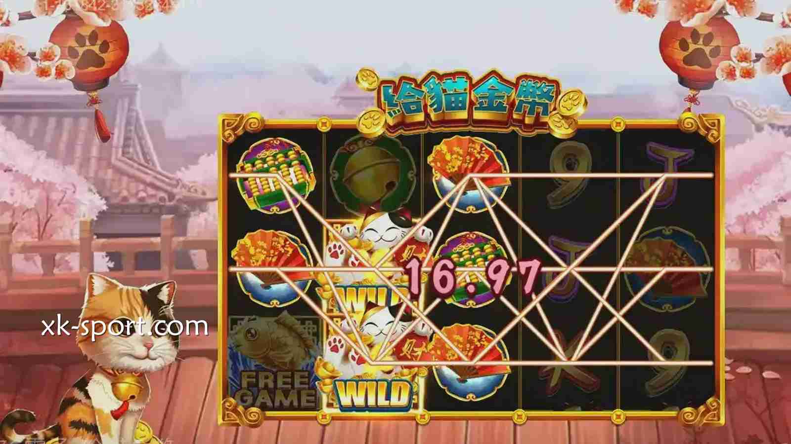 《给猫金币》老虎机让招财猫转出好运，进入星空电子好运不停